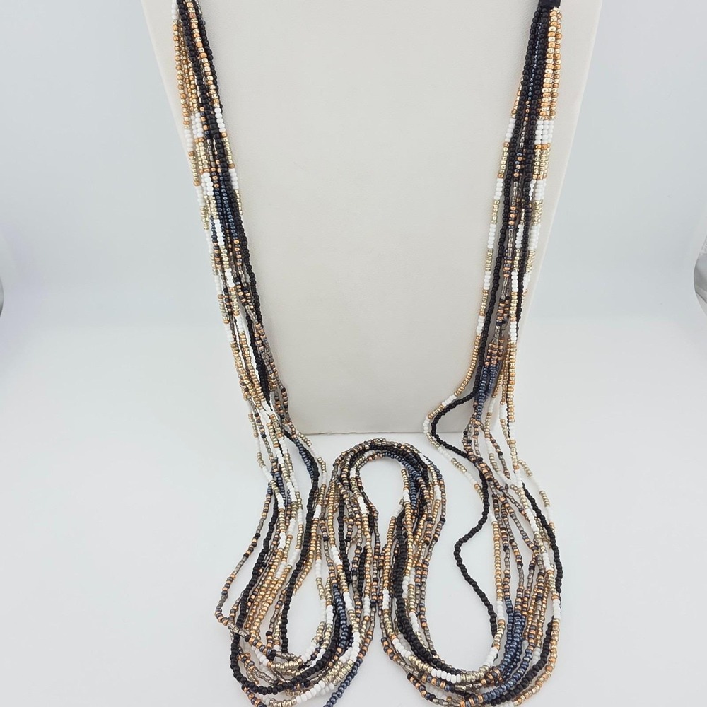 Vintage CHAN LUU Seed Bead Necklace Bohemian Long Multistrand Multicolor 40" - Picture 3 of 7